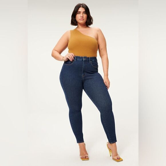 NWT- Good American- Always Fits Good Waist Long Dark Wash Jeans, Size 28-32 - Picture 15 of 16